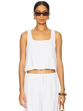 Bella Dahl Square Neck Button Back Tank in White
